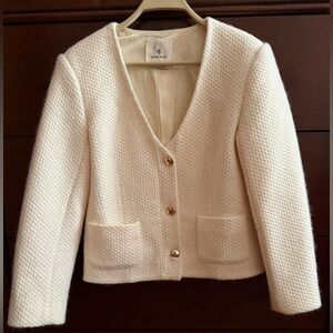 Anine Bing Cream Textured Blazer